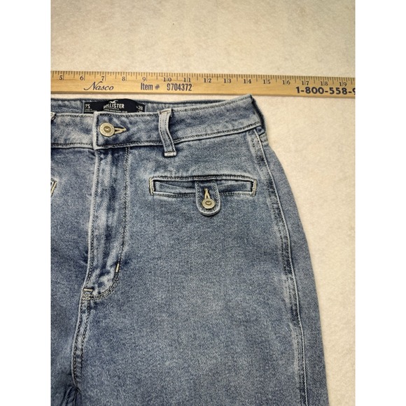 Hollister Ultra High‎ Rise Mom Jeans 7S W28 L25 Light Wash Vintage Stretch Denim - Picture 3 of 7
